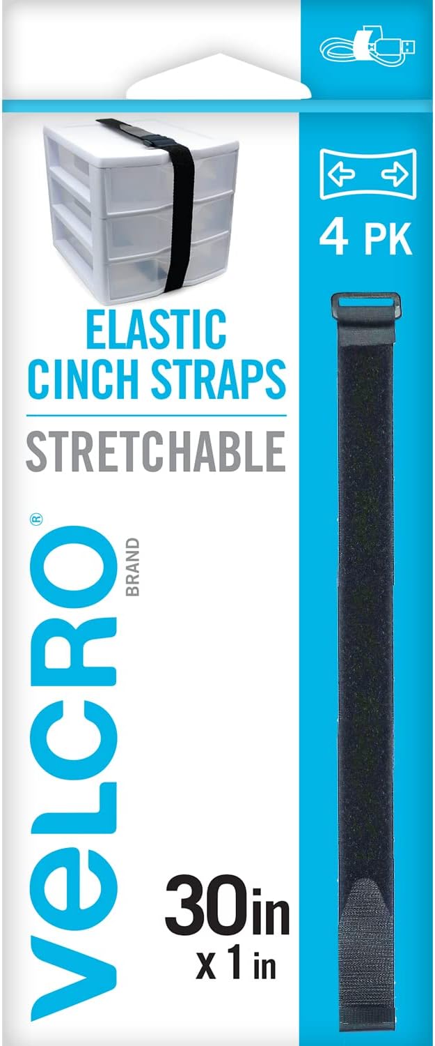 VELCRO Brand 30 Inch Elastic Straps 4 Pack Stretchable and Adjustable