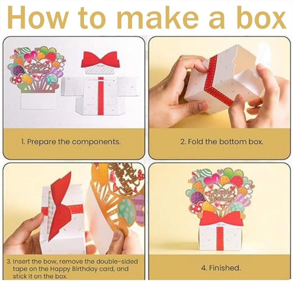 JUJNE Salvadanaio per compleanno con contanti, adorabile scatola regalo per denaro Happy Birthday per regali in denaro, sorprese per bambini e adulti (), facile da installare