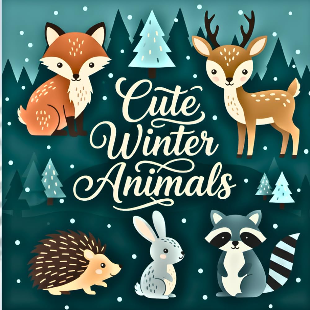 Cute Winter Animals – Süße winterliche Tiermotive: Über 40 entspannte Winterbilder zum Ausmalen für Erwachsene und Kinder – ästhetische Waldtiere, Schneeillustrationen, ruhige Winterkunst