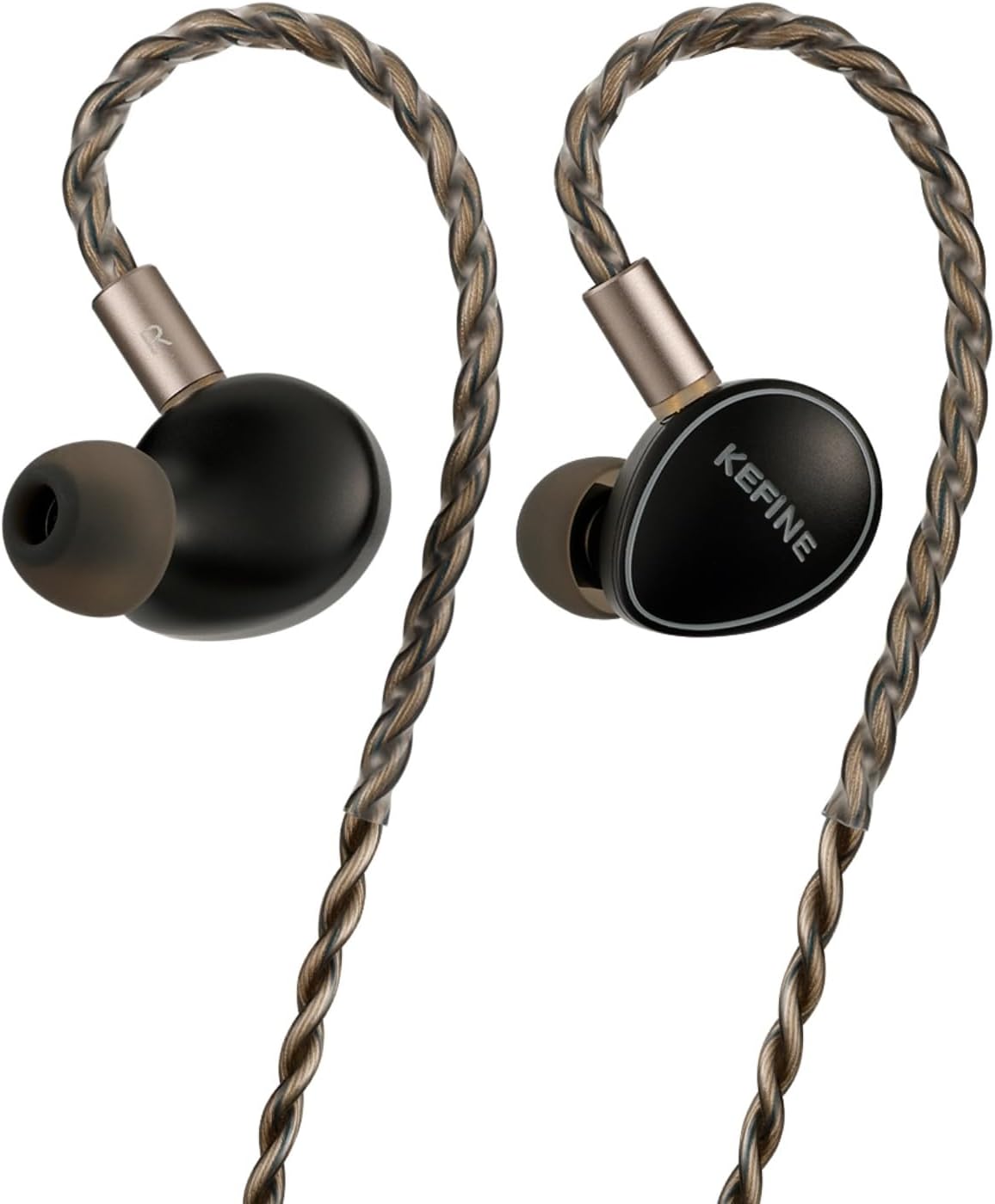 Kefine Quatio 2DD + 2BA Hybrid in-Ear Monitor, 10mm DLC Diaphragm HiFi Earphone with 3 Tuning Nozzles, CNC Aluminum Shell Earbuds with Detachable Silver-Plated 2Pin Cable for Musician