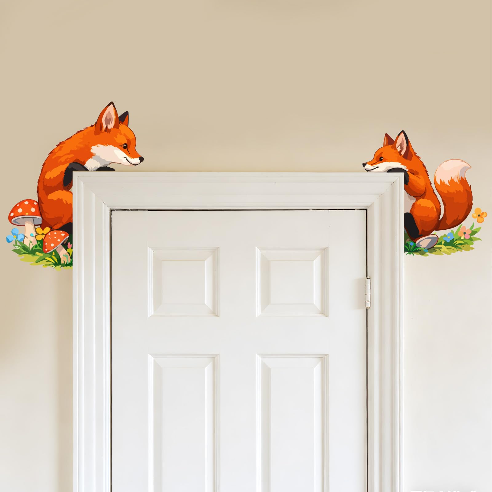 PLIGREAT 21 Pcs Cute Fox Wall Stickers, Cartoon Animal Wall Decals for Door Peel and Stick Vinyl Fox Switch Stickers for Nursery Bedroom Living Room Bathroom Home Door Corner Decor