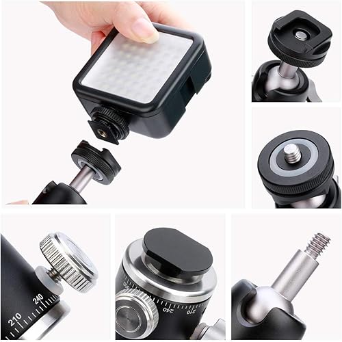 Miniatura 6 de Trípode para cámara con zapata fría, cabeza esférica profesional de metal, panorámica de 360, inclinación de 90, adaptador de montaje de trípode con