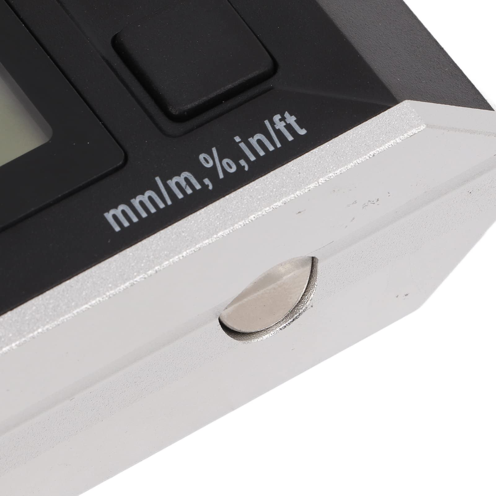 Goniometro digitale e inclinometro per la misurazione dell'angolo - Indicatore di livello LCD con range 4 x 90 gradi con base magnetica - Senza retroilluminazione - Costruzione in (Con