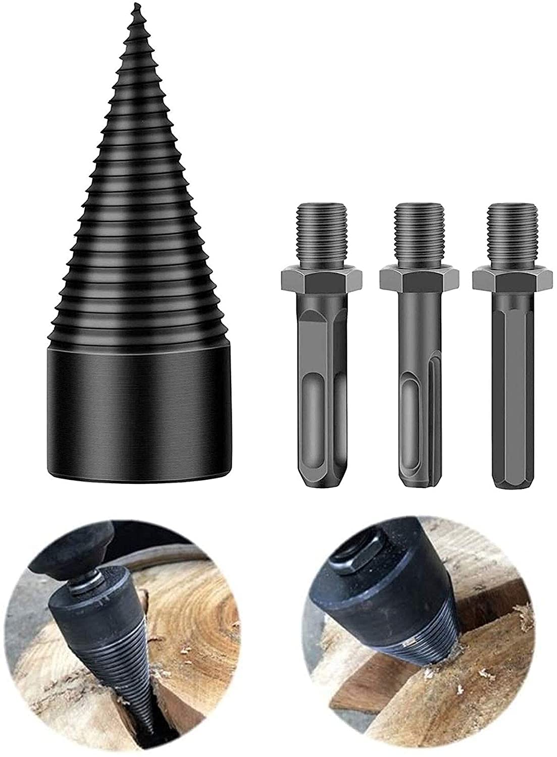 42mm Spaccalegna Trapano,Spaccalegna per Uso Domestico,Spaccalegna Vite Conica,Spaccalegna Manic,Spaccalegna in Acciaio,Trapano a Gradini Taglia-Legno,Spaccalegna Elettrico Legna,Spaccalegna