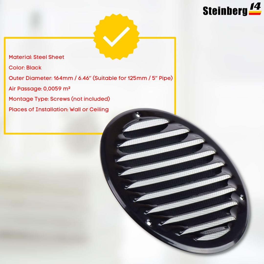 Griglia Ventilazione Rotonda 160mm In Acciaio Inox - Con Zanzariera Per Esterno/Interno - Foto 6