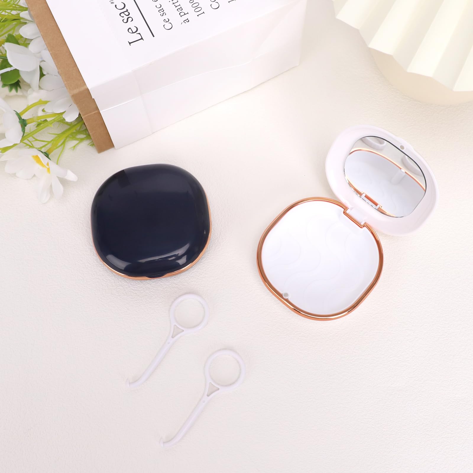 Lot de 2 étuis de retenue avec miroir, étui de retenue avec outils de retrait pour alignement Invisalign, boîte de prothèse dentaire portable, protège-dents, étuis de voyage, boîte
