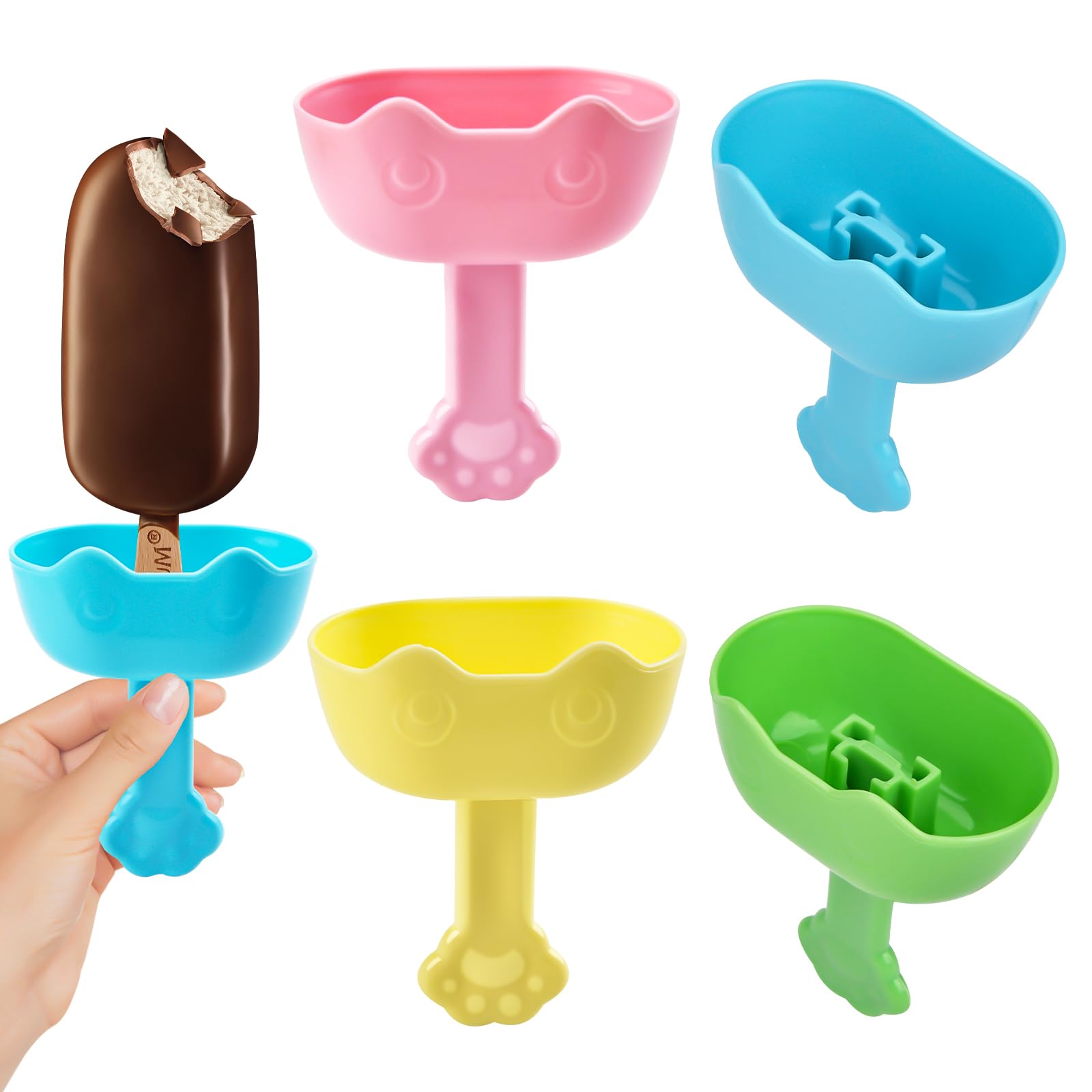 Lot De 6 Supports à Glace Pour Enfants - Silicone, Anti-gouttes, Avec Paille