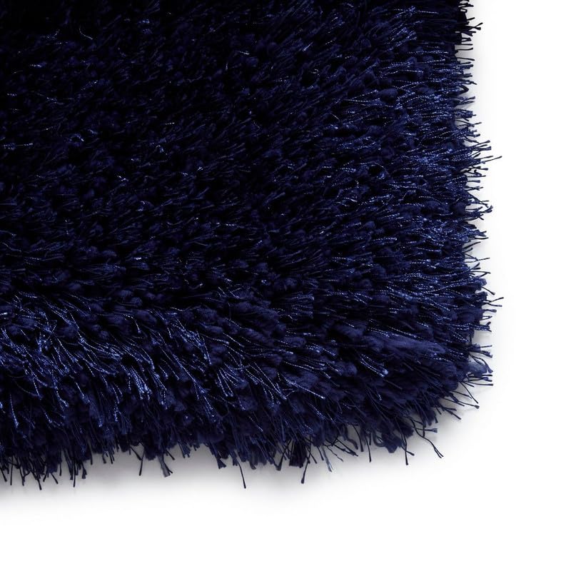 Image of Non Slip Shaggy Fluffy Fur Bedside Runner Carpet, Rug for Living Room, Floor Mat, Bedroom, Children Room (Navy Blue, 2X5, Microfiber)