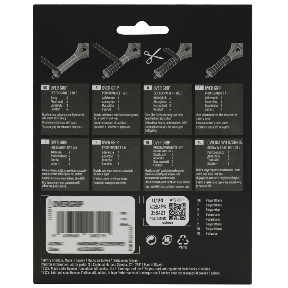 Adidas Padel - Overgrip Padel Set di Accessori da 3 Pezzi