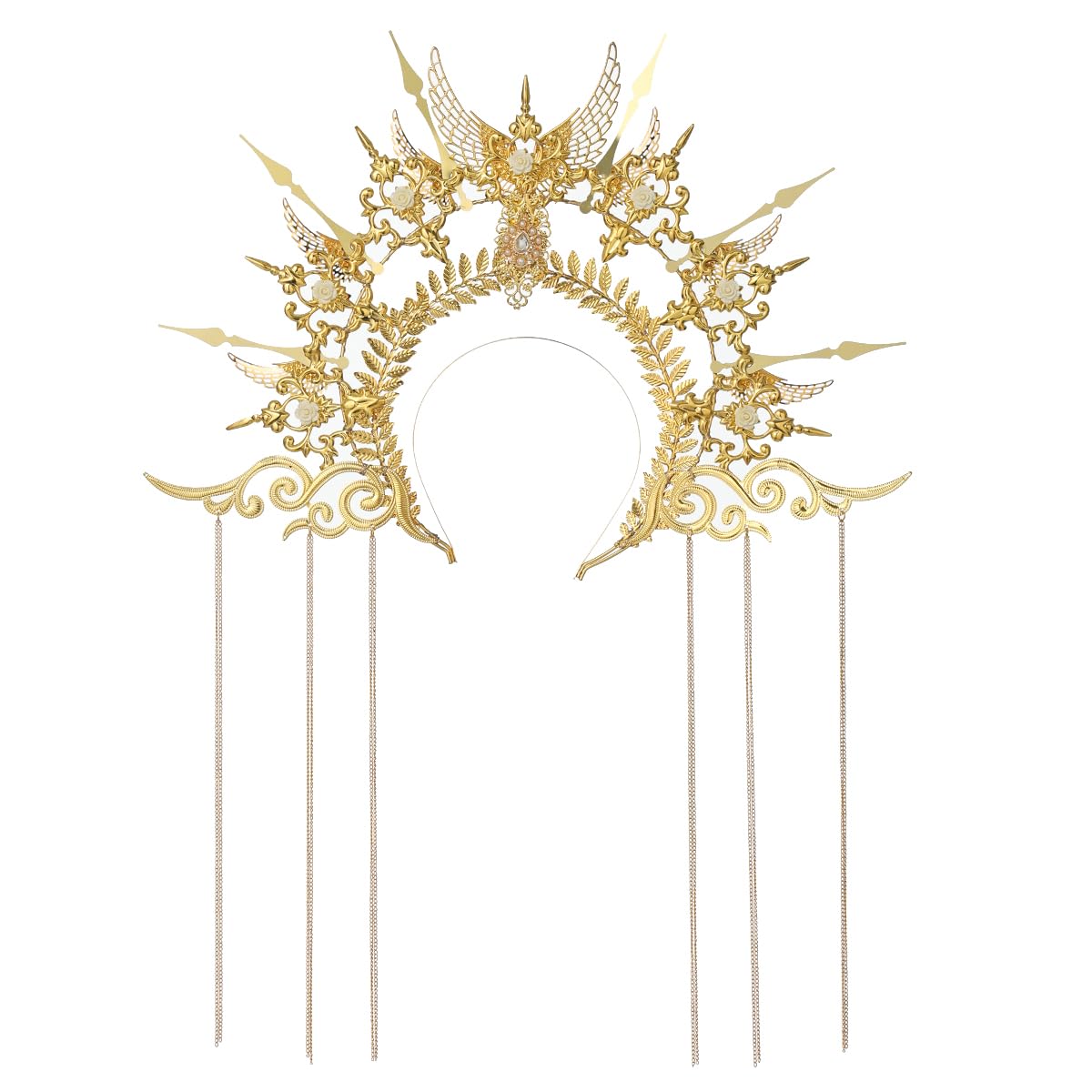 COSDREAMER Mary Halo Crown Headband Spiked Zip Tie Halo Crown Sunburst Goddess Headband (O)