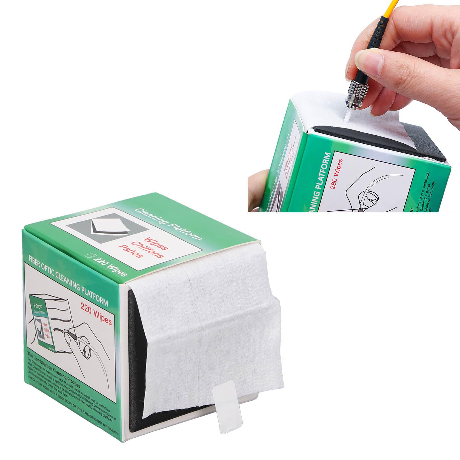 Fiber Optic Cleaning Wipe, Fiber Optic Cleaning Cloth Fiber Optic Wiping Cloth 220 Pieces of Fiber Optic Cleaning Widely, Disposable Wipes