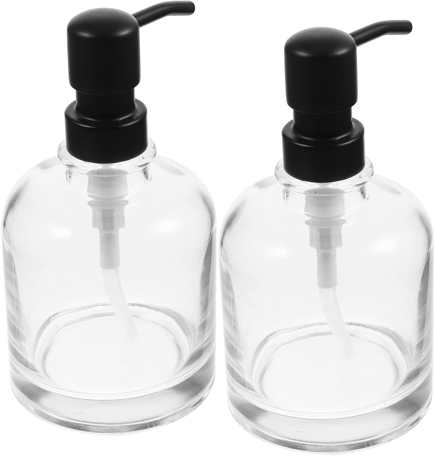 2pcs Stainless Steel Pump Dispenser for Shampoo Hand Soap and Lotion Refillable Glass Bottles Black Pump for Bathroom and Kitchen Use