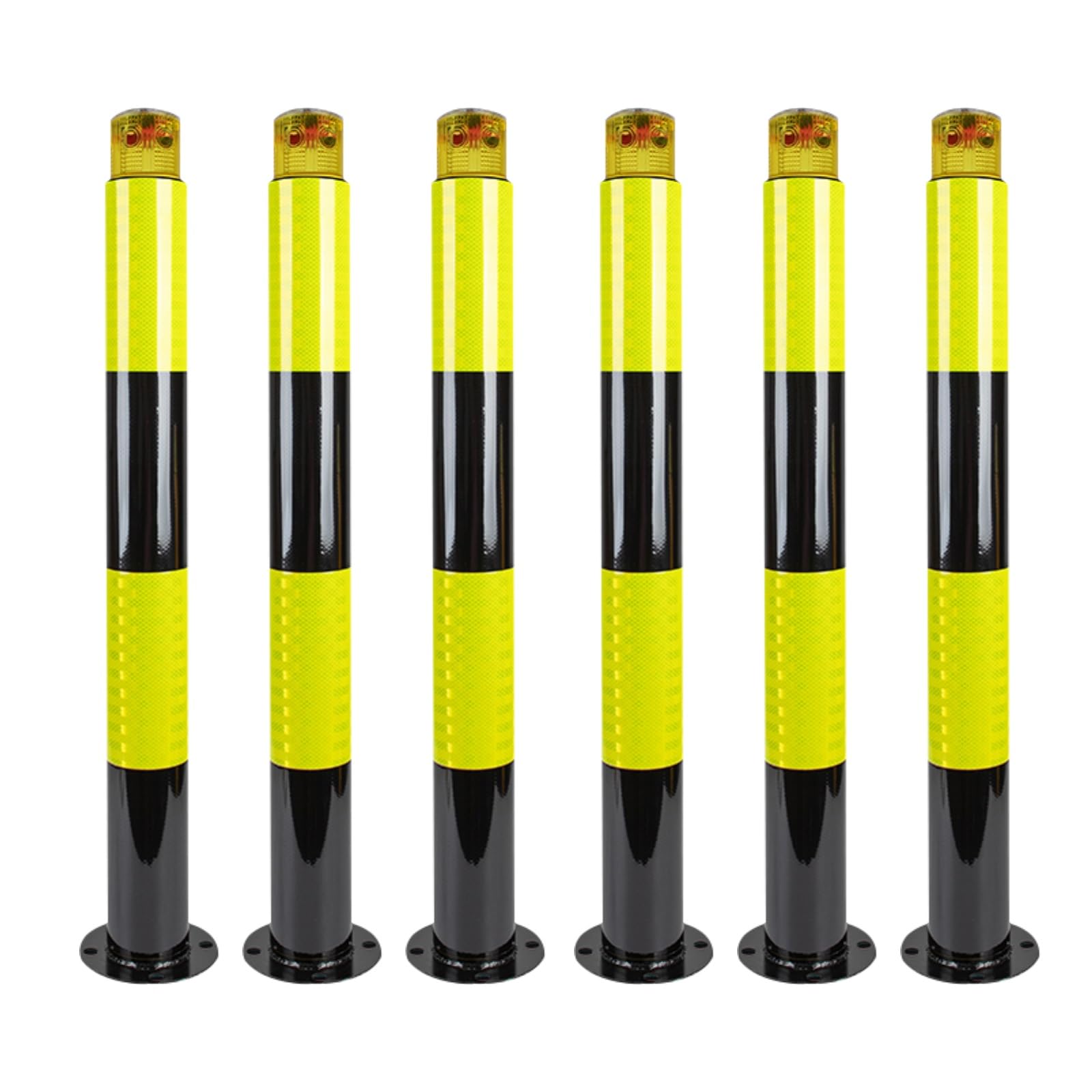 Lot de 6 bornes de sécurité robustes en métal avec bande réfléchissante en acier, vert-800 x 89 mm / 31.5 * 3.5in
