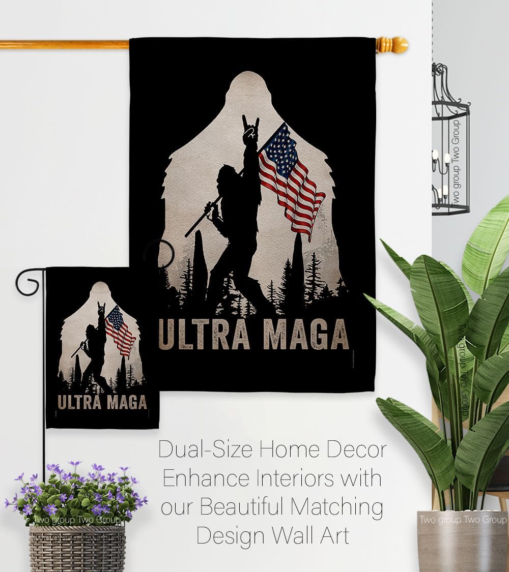 Patriotic Bigfoot MAGA Flag Yard Sign Wall Hanging Decor Home Poster Rally Shooting MAGA Vance 2024 Political Poster Lawn Garden Outdoor Patriotic Patio Decoration Republican Gift Made in USA