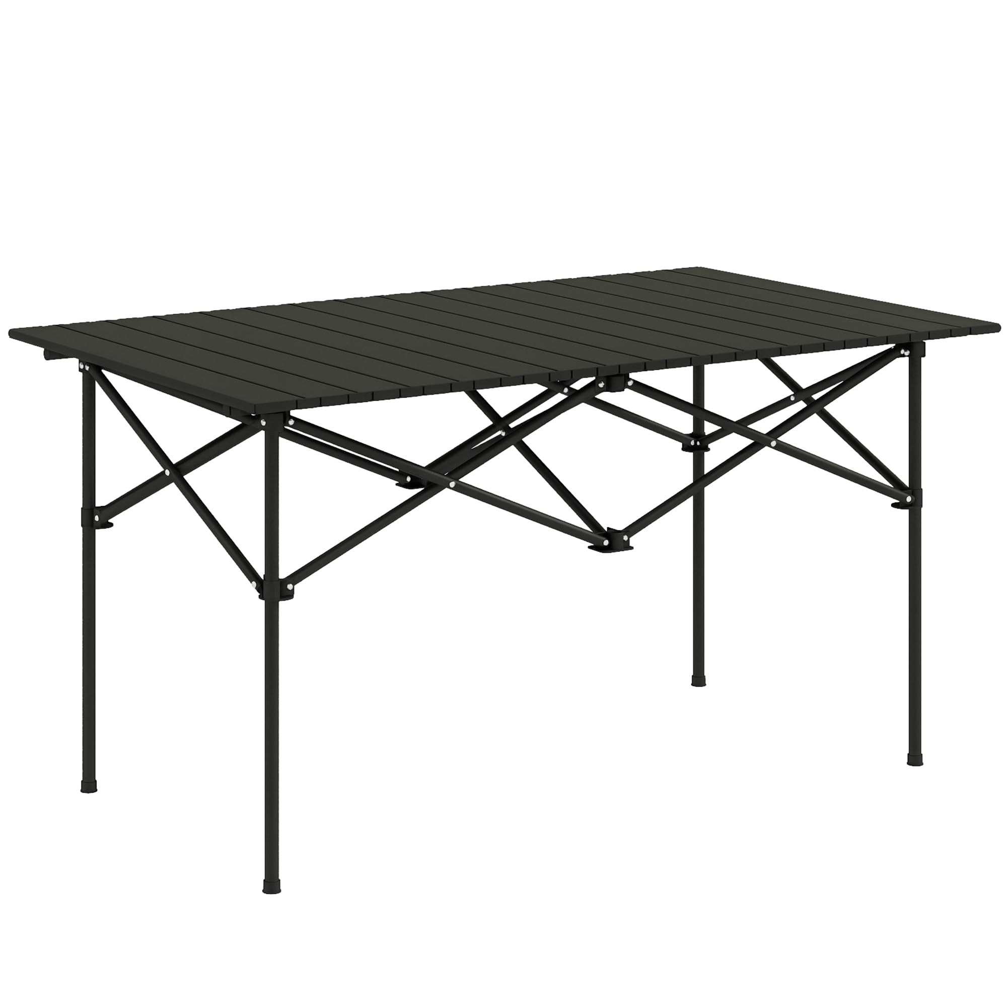 Mesa Plegable Outsunny De 120x120x74 Cm Para Camping Y Playa | Superficie HDPE Impermeable Y Marco Metálico | Soporta Hasta 100 Kg, Blanco