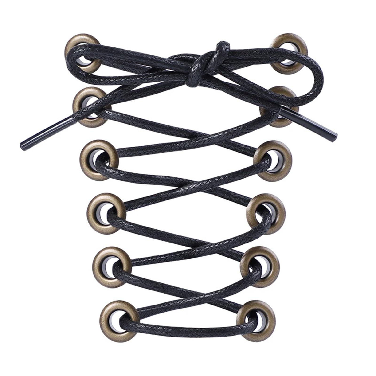 Cordones de zapatos planos, 1 par de cordones encerados de algodón, botas redondas, cordones for hombres, cordones redondos Oxford(Black,120cm)