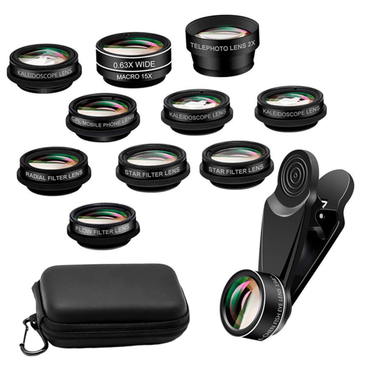 HEMOTON 1 Set 10 Mobile Phone Lens Set Fisheye Lens Phone Macro Lens Phone Photo Lens Universal Mobile Phone Lens Phone Lens Kit Zoom Wide Angle Aviation Aluminum Alloy Camera