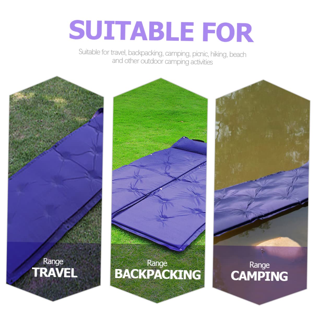 POPETPOP Colchoneta Inflable para Acampar Autohinchable Resistente al Agua Portátil Ligera Bolsa de Almacenamiento para Exteriores y Senderismo