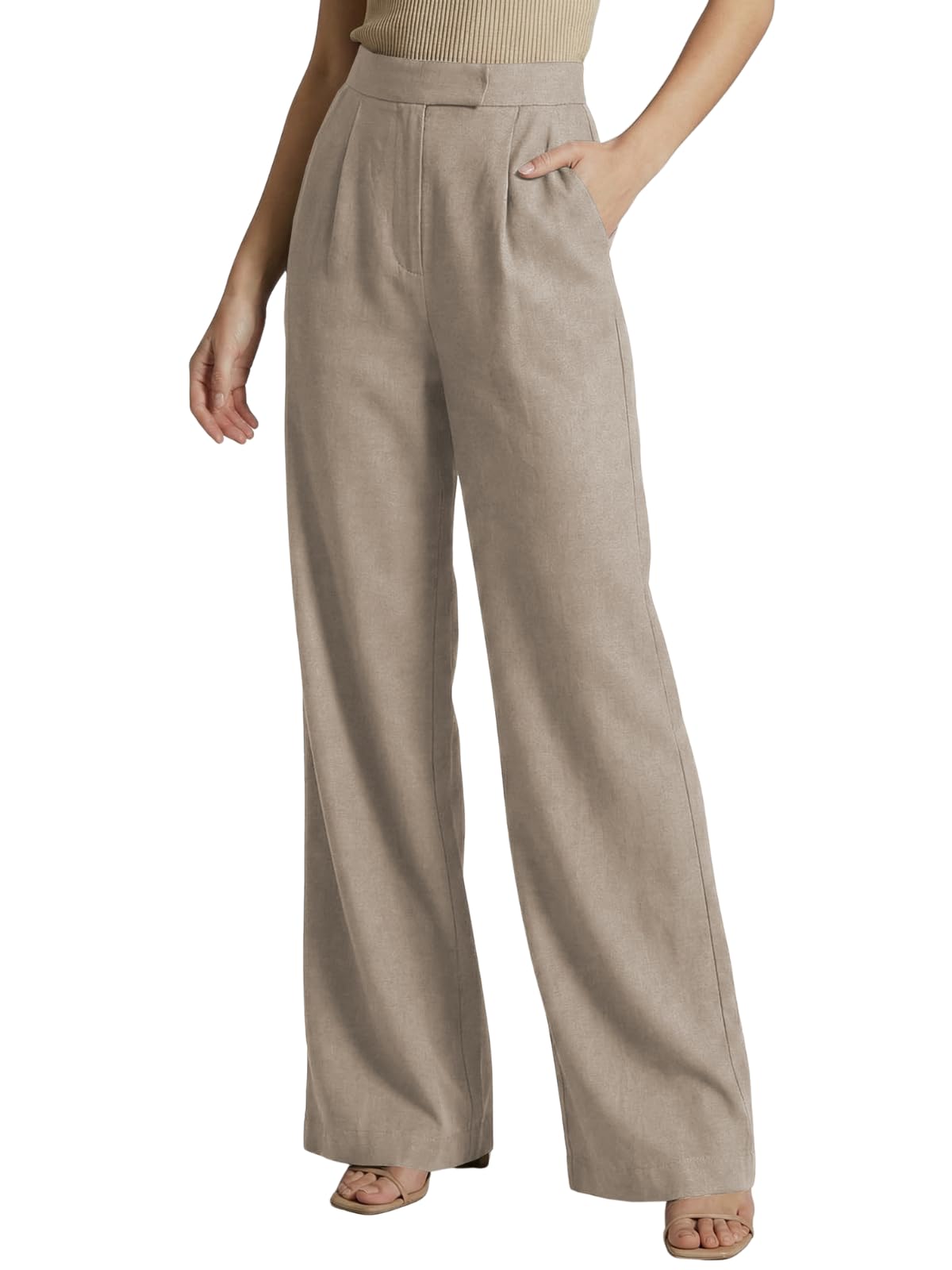 leriya fashion Women Relaxed Fit Wide Leg Trousers | Malai Cottage Clip Closure Wide Leg Pants for Women | Casual Straight Lounge Pants with Pockets | Stylish Everyday Office Outfit Bottom Pant-picture-15