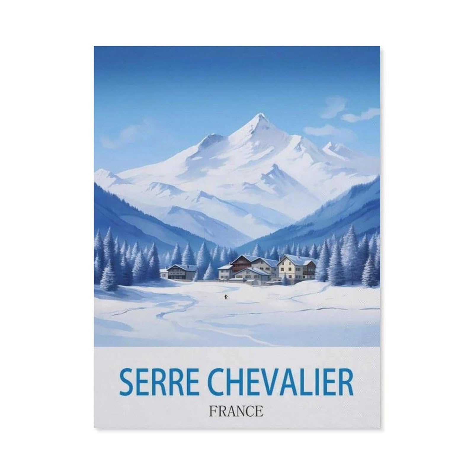 BEAYODKP DIY 5D Diamond Painting，Serre Chevalier France ， Ski（30x40cm）