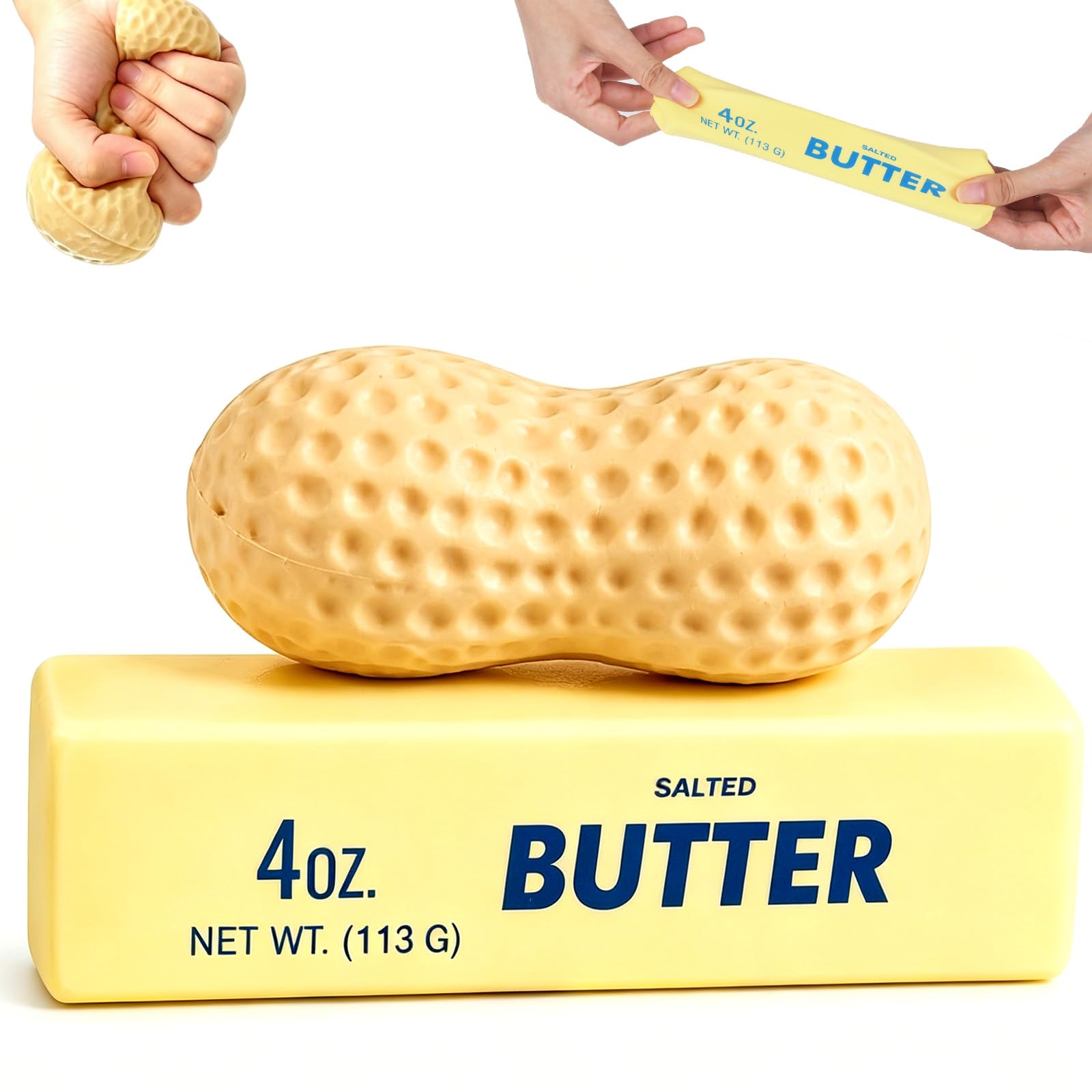 2PCS Butter Squishy Peanut Toys, Solid PU Foam Slow Rising Squishies