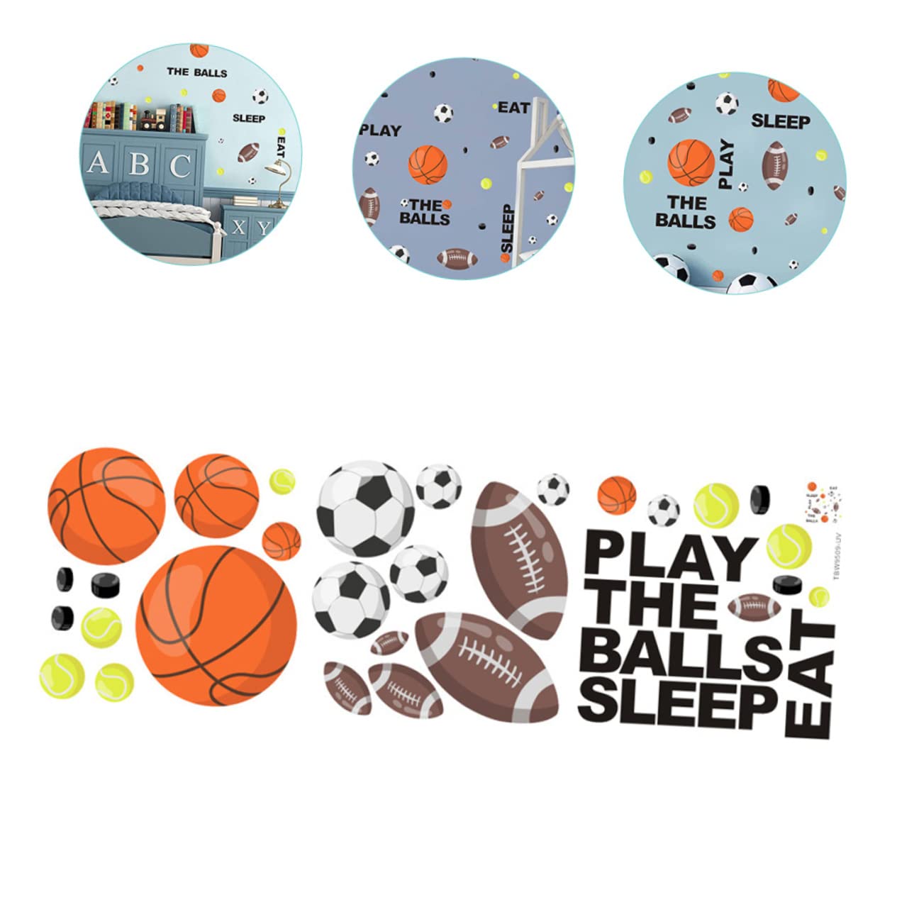 Toyvian 3pezzi Adesivi Murali Sportivi Per Ragazzo Ragazza Decalcomanie Rimovibili Per Decorare Camerette Con Palloni Da Calcio e Basket Facili Da Applicare e Rimuovere Perfetti Per