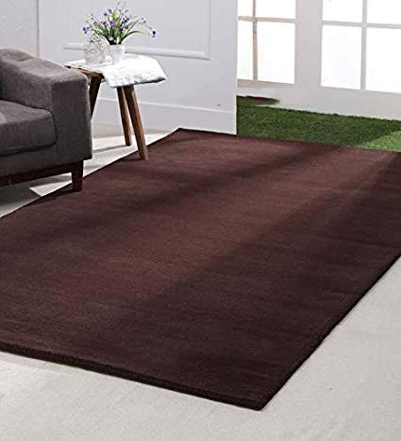 Handmade Wool Area Rug – Green – 5x8 feet Soft, Durable, Non-Slip, Traditional & Modern Design – Bedroom, Living Room, Hallway Carpet