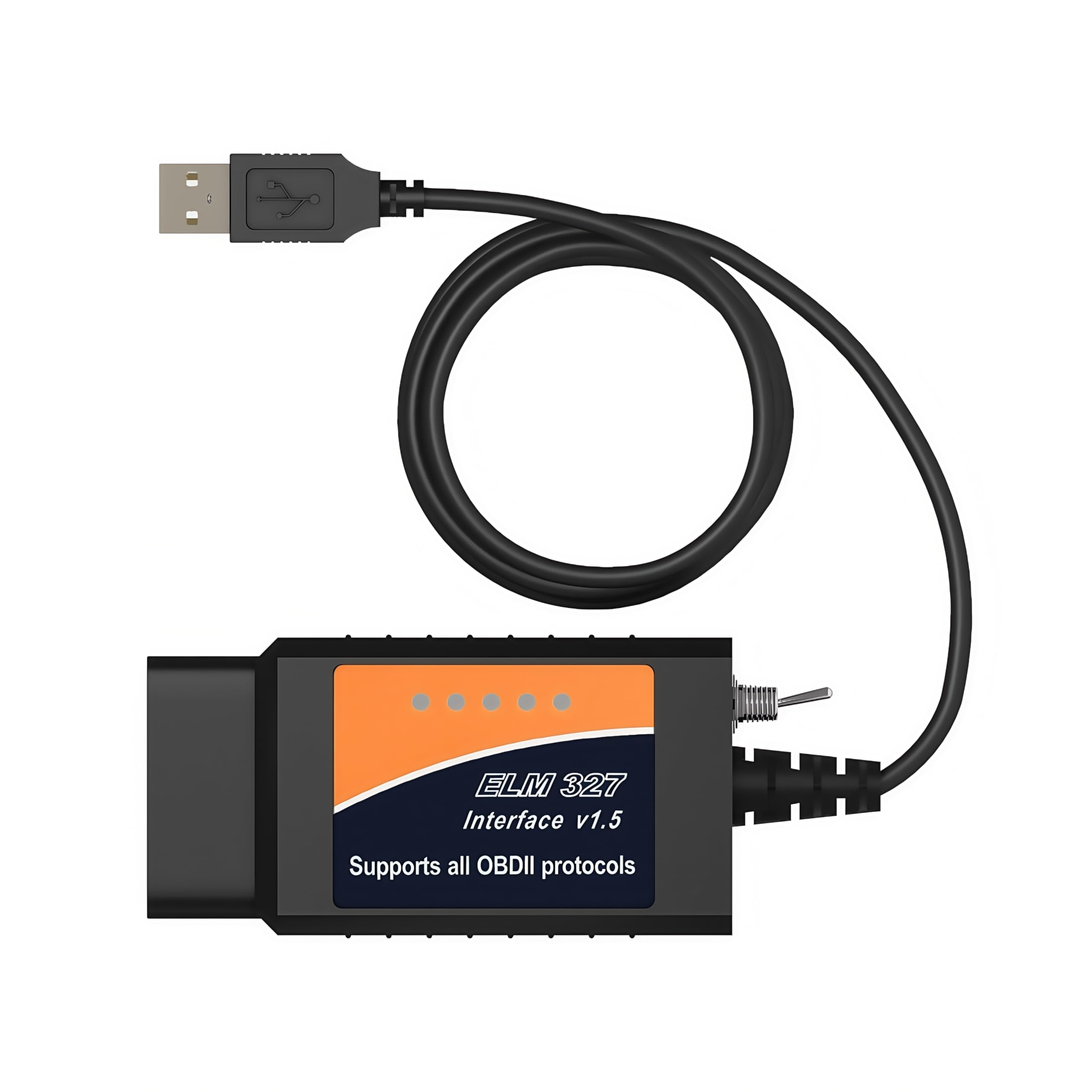 ELM327 Diagnostic Cable for Ford Mazda Lincoln and Mercury Car, OBD2 Cable with CAN Switch Compatible for FORScan Elmconfig FF2 and FoCCCus, Driver/APP Must Be Installed.(Orange)