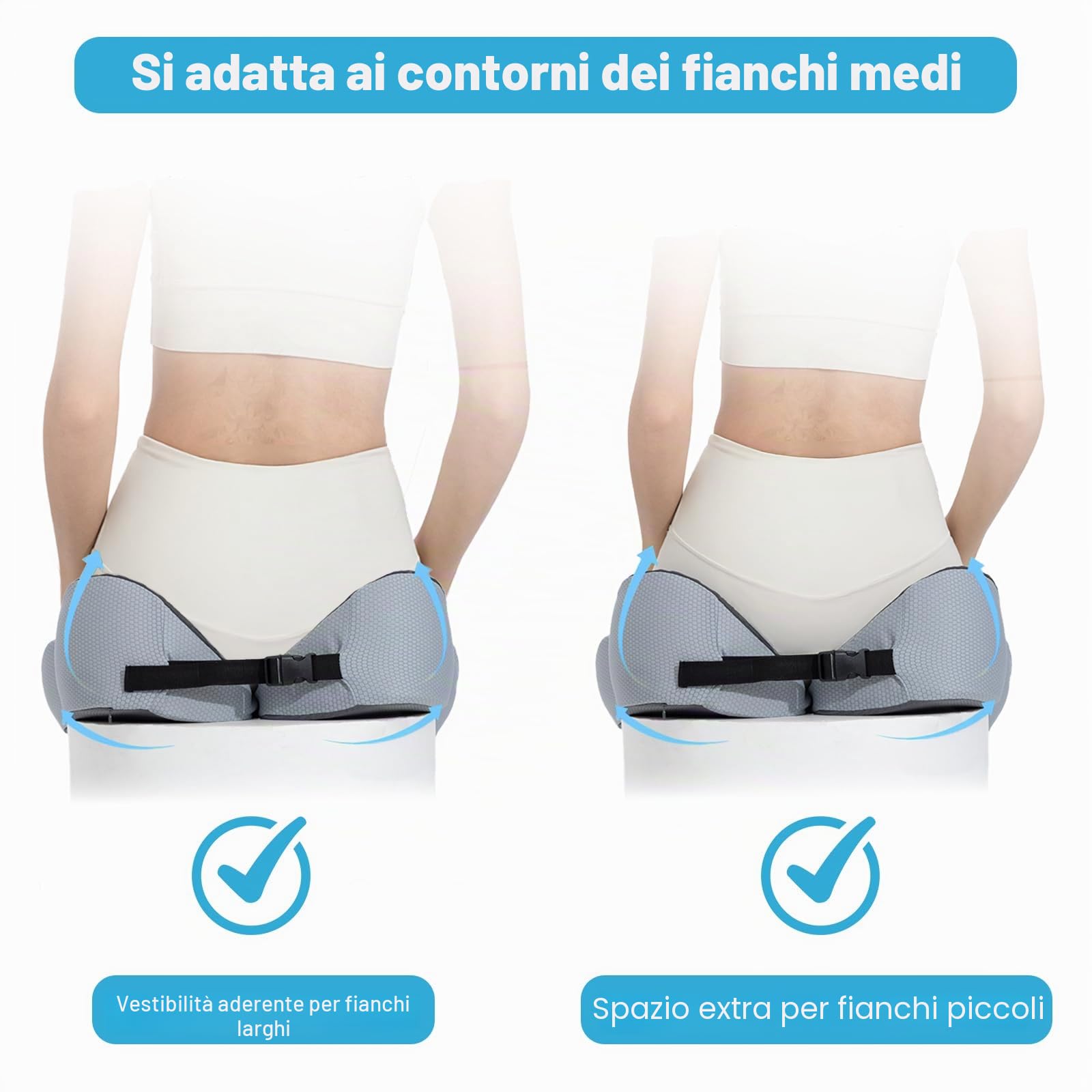 Cuscino Sedia Ufficio, Memory Foam Cuscino Ergonomico Sedia Ufficio, Modellamento dei fianchi, Portatile e Regolabile, Memory Foam per Casa Auto e Sedia a Rotelle
