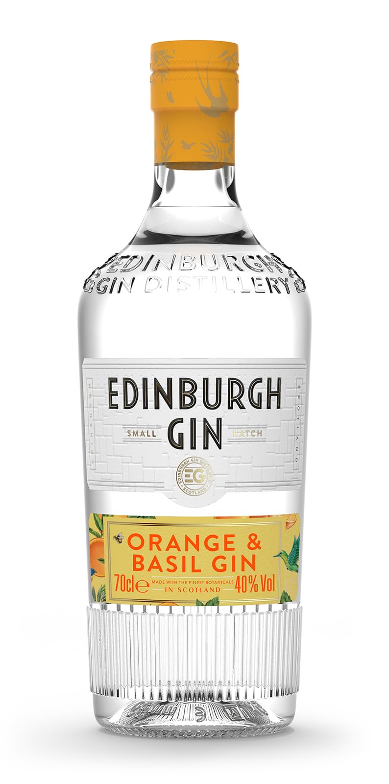 Edinburgh Gin Orange and Basil Flavoured Gin 70cl | 40% ABV | 100% Naturally Flavoured | Crafted with Sweet Valencian Orange Peel and Fresh Basil Leaf | Ideal for Use in Cocktails | Perfect for Gifts