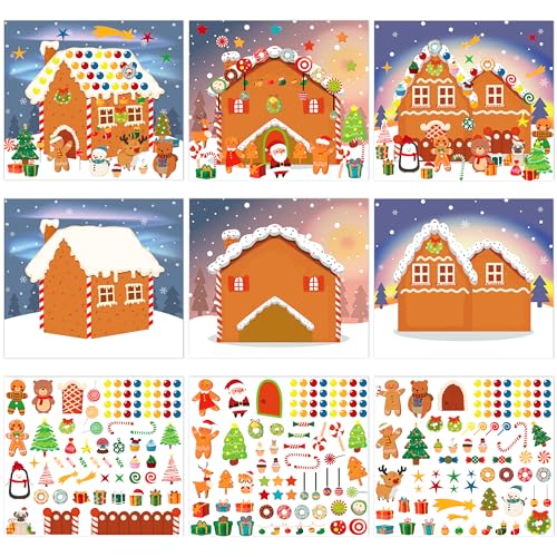 LINAYE 48PCS Make A Gingerbread House Stickers, Christmas Crafts for Kids Toddlers, Gingerbread...