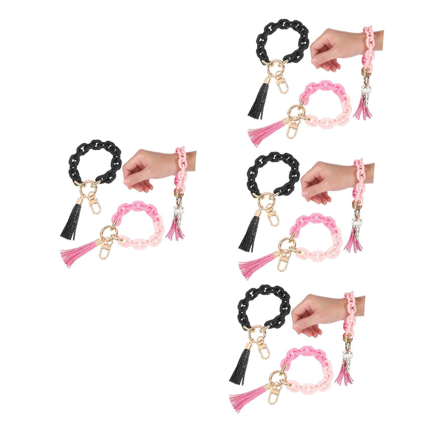 SOIMISS Damen Schlüsselanhänger Schlüsselring Mit Kette Schlüsselringe Mit Kette Perlenarmbänder Bausatz Klobige Kettenarmband-schlüsselanhänger Schlüsselbundarmbänder Acryl 2st