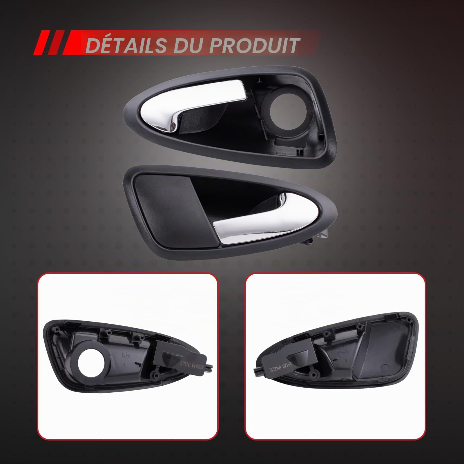 Lot de 2 poignées de porte de voiture - Poignée de porte intérieure avant gauche et droite - ABS antidérapant - Poignée intérieure de rechange pour Ibiza IV 6J5 6P1 6J 6P 6J8 6P8 6J1