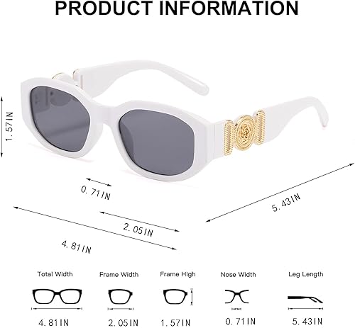 Miniatura 4 de BUTABY Lentes de sol rectangulares para mujer, lentes de conducción retro, estilo vintage de los años 90, marco irregular, protección UV400