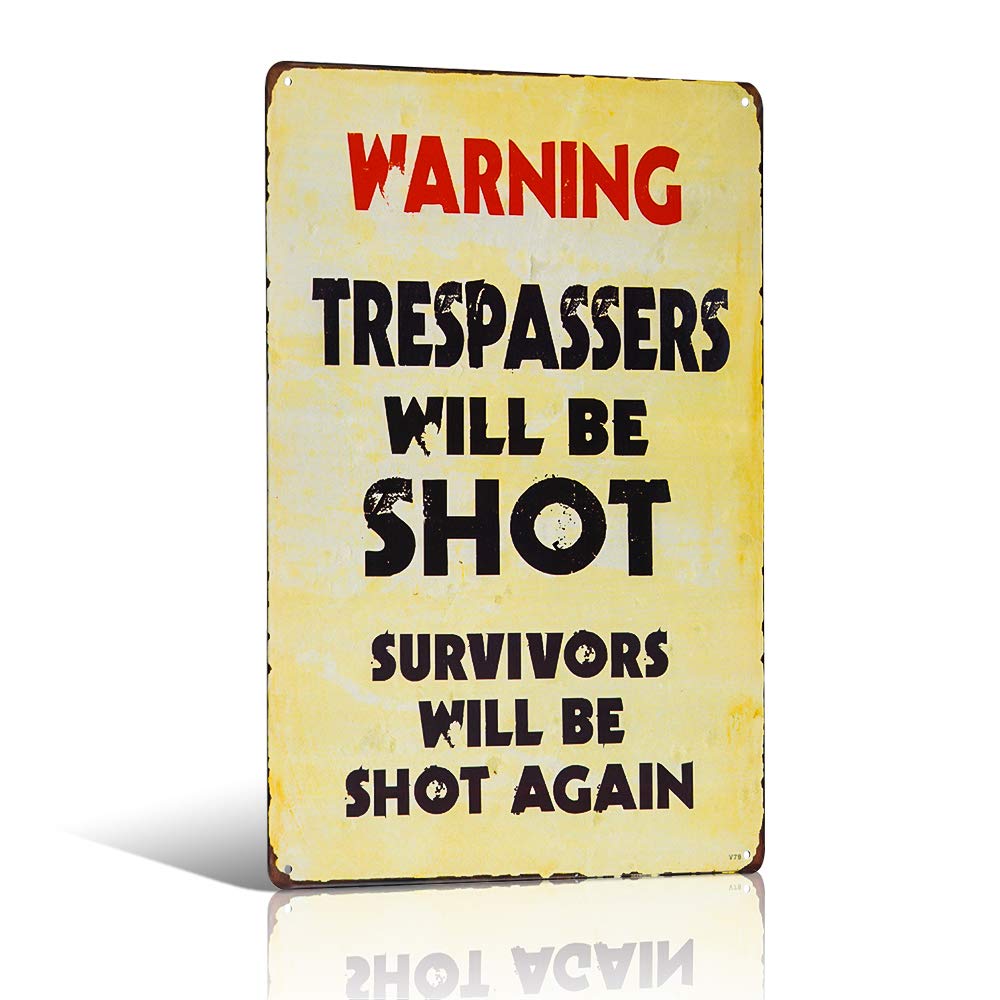 yunuo - Affiches d'art en métal « Warning Trespassers will be shot