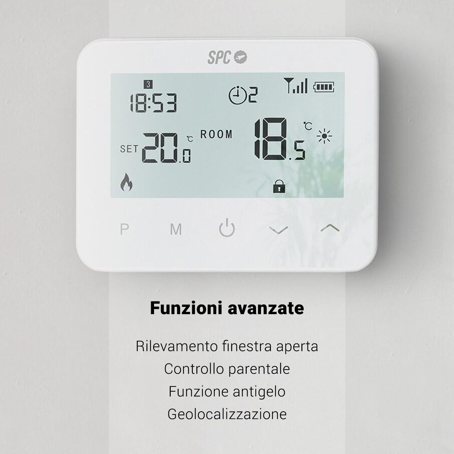 SPC Vesta Thermostat – Termostato riscaldamento WiFi per caldaia a gas, controllo intelligente tramite app, compatibile con Alexa/Google, rilevamento finestra aperta, programmabile e a parete – Bianco