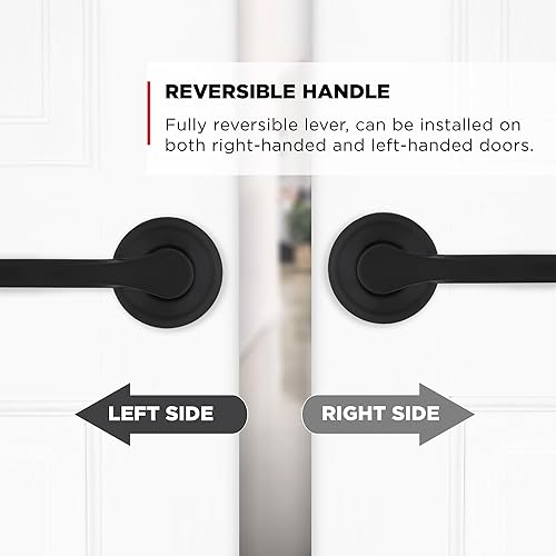 Miniatura 5 de Kwikset Henley - Manija de puerta de paso interior, manija para puertas de armario y pasillo, manija reversible sin bloqueo, color negro mate, con