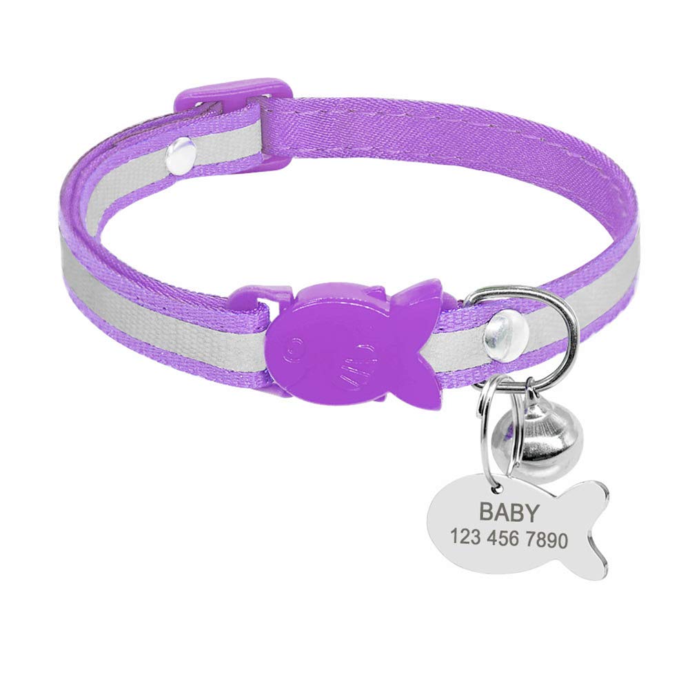 Collare di sicurezza per cuccioli di gatto, a sgancio rapido, con targhetta identificativa e campanellino personalizzabile, XS, Raissa metallizzate
