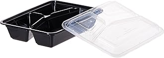 SNH Packing 12 Pieces Disposable Microwave Container Rectangular - 3 Compartment