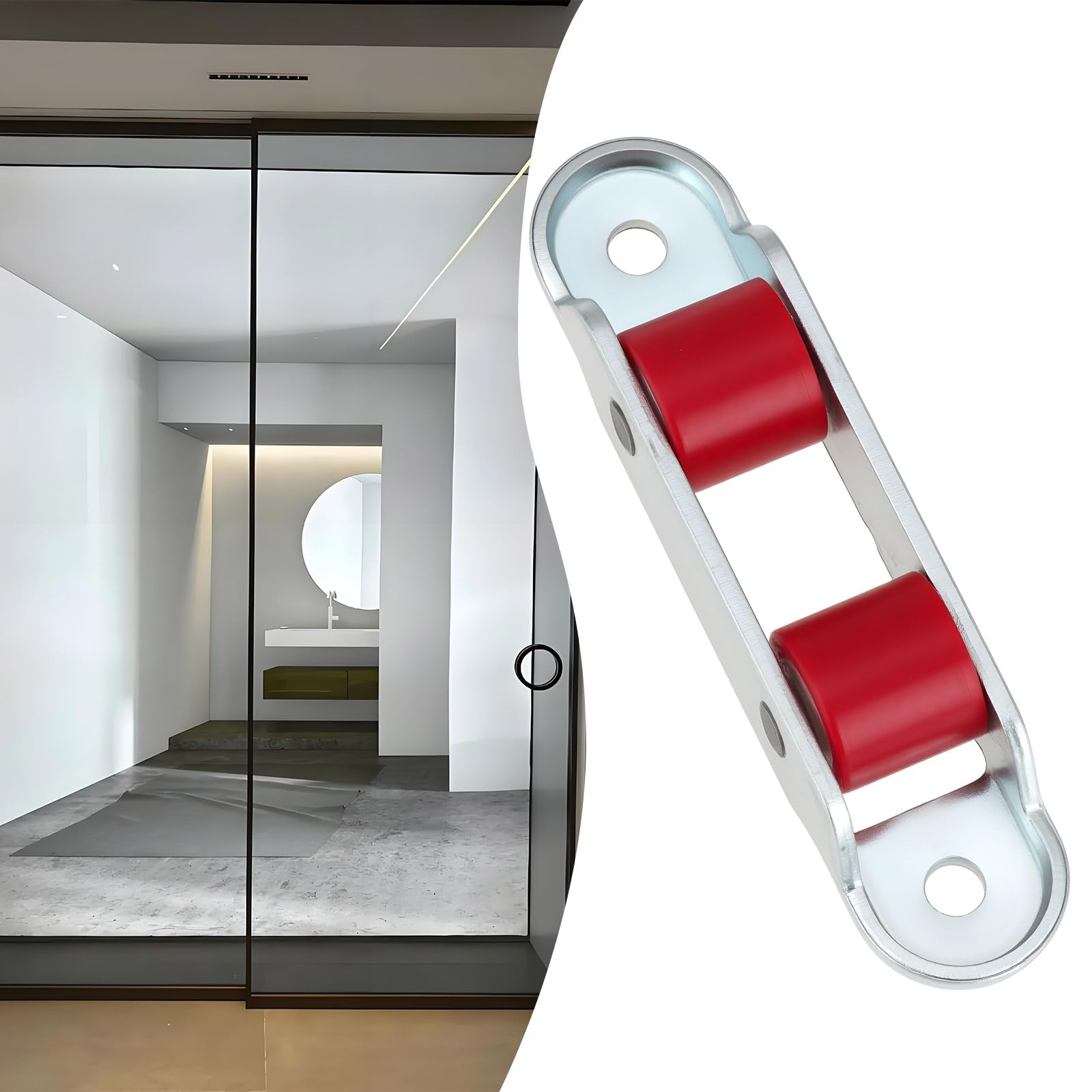 Briny River 20x Double Wheels Push Pull Window Pulley Double Wheel Track 70x16x13.9mm Compatible with Sliding Door Window and Wardrobe - Image 2