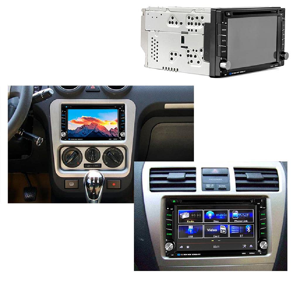 Riloer Doppio lettore DVD portatile per auto, con touchscreen digitale HD da 6,2 pollici, antenna stereo, Bluetooth integrato, microfono, chiamate in vivavoce, navigazione GPS