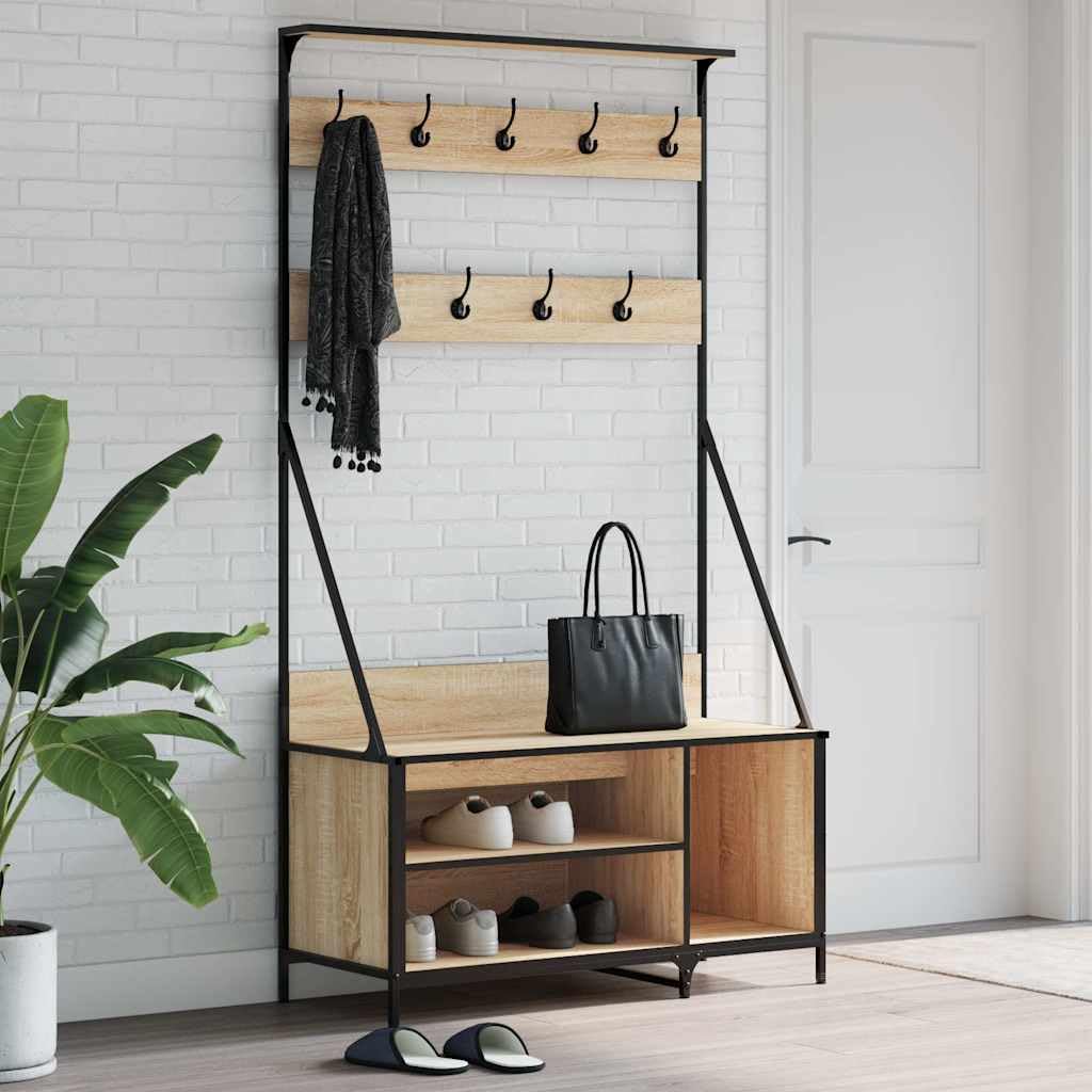 Appendiabiti con scarpiera, rovere Sonoma, 100 x 41 x 184 cm