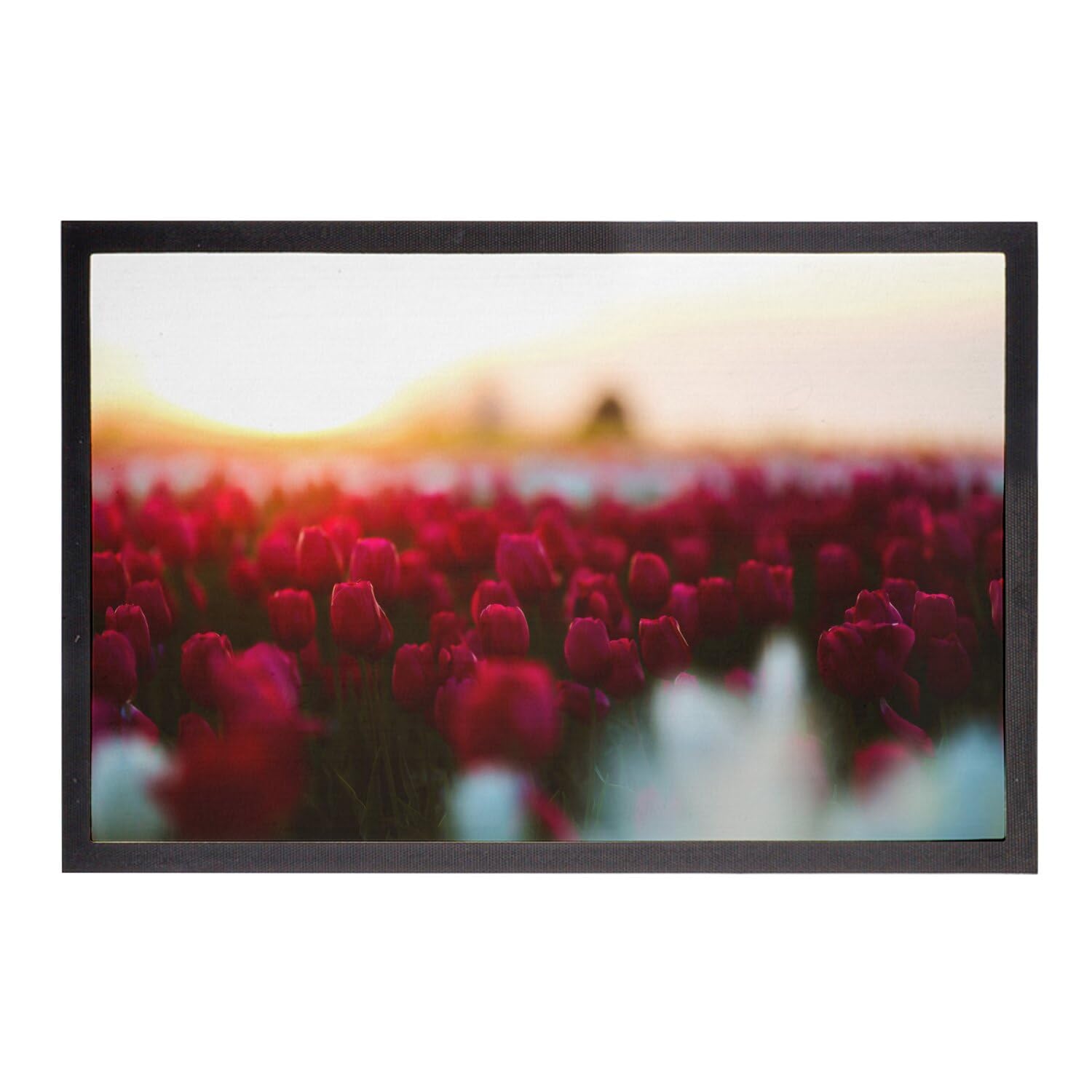 Paillasson champ de tulipe rouge Fabulous pour entrée de maison fleurie en 60x40 cm