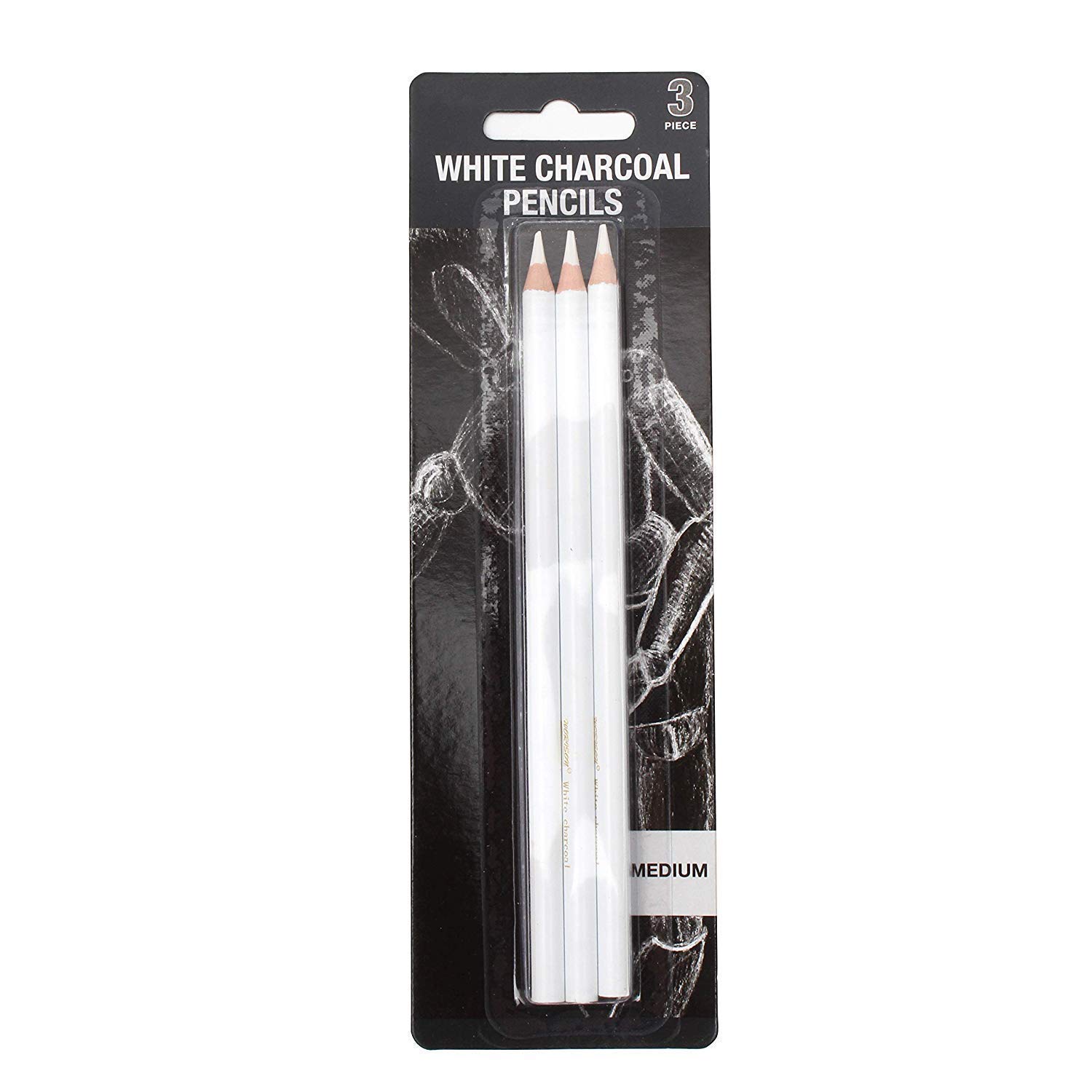 53ARTS White Charcoal Pencil Set of 3, Premium Pencil Ideal for Kids & Adults, Sketching, Shading, Drawing, Blending, School & Artistic Work (White)-image-38