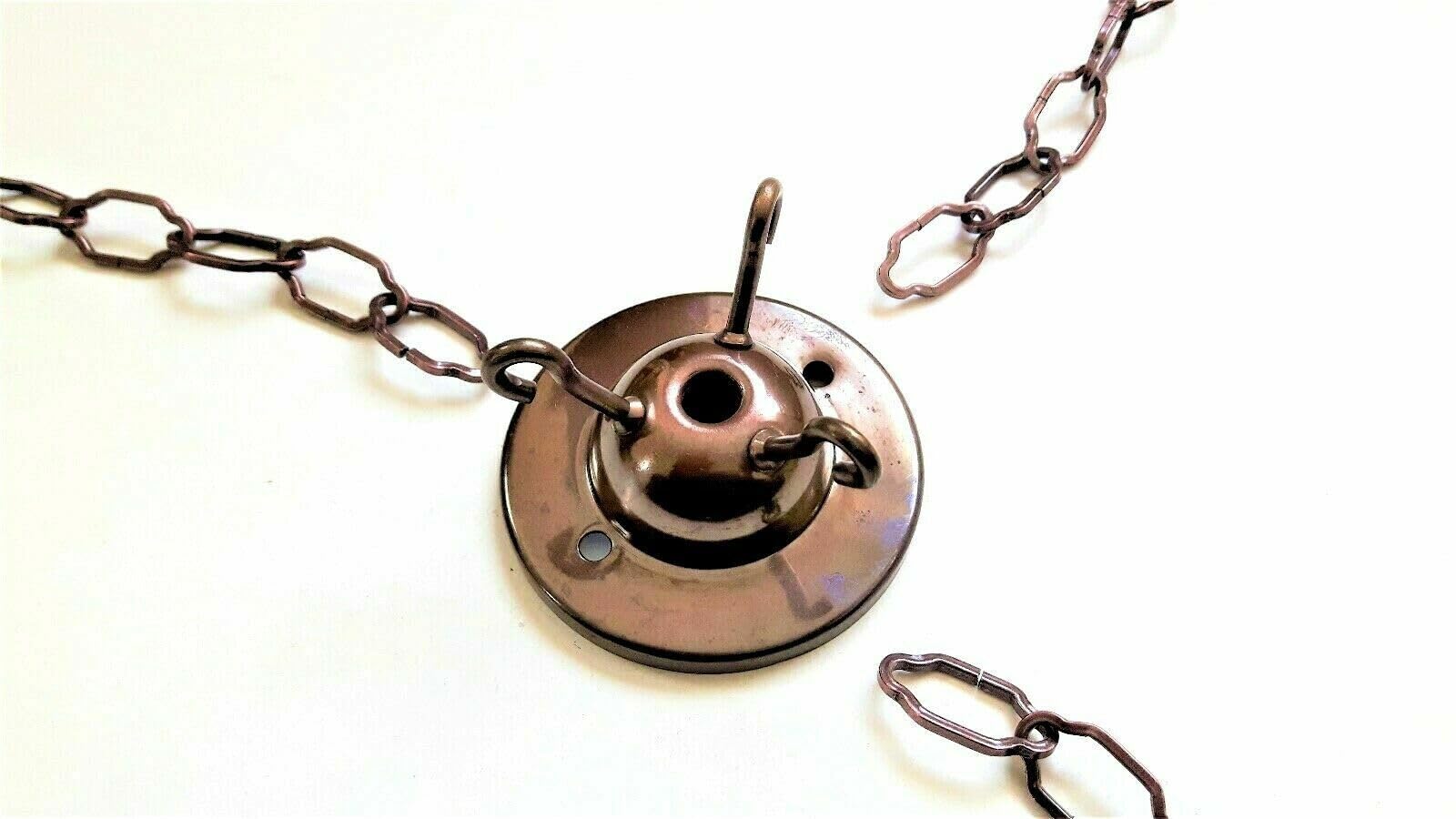 Antique Brass 3 Hook Ceiling Rose With Gothic Chain & Screws In