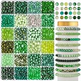XSEINO About 1200PCS 6mm Glass Beads Bracelet Making Kit,24 Assorted Green Nature Series Colorful Crystal Beads for Bracelet and Jewelry Making and DIY Crafts,Friendship Bracelets