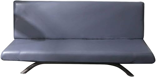 ETULLE Armless Sofa Cover for 3 Cushion Couch,PU Leather Sofa Bed Cover Futon Slipcover with Elastic Bottom Furniture Protector for Living