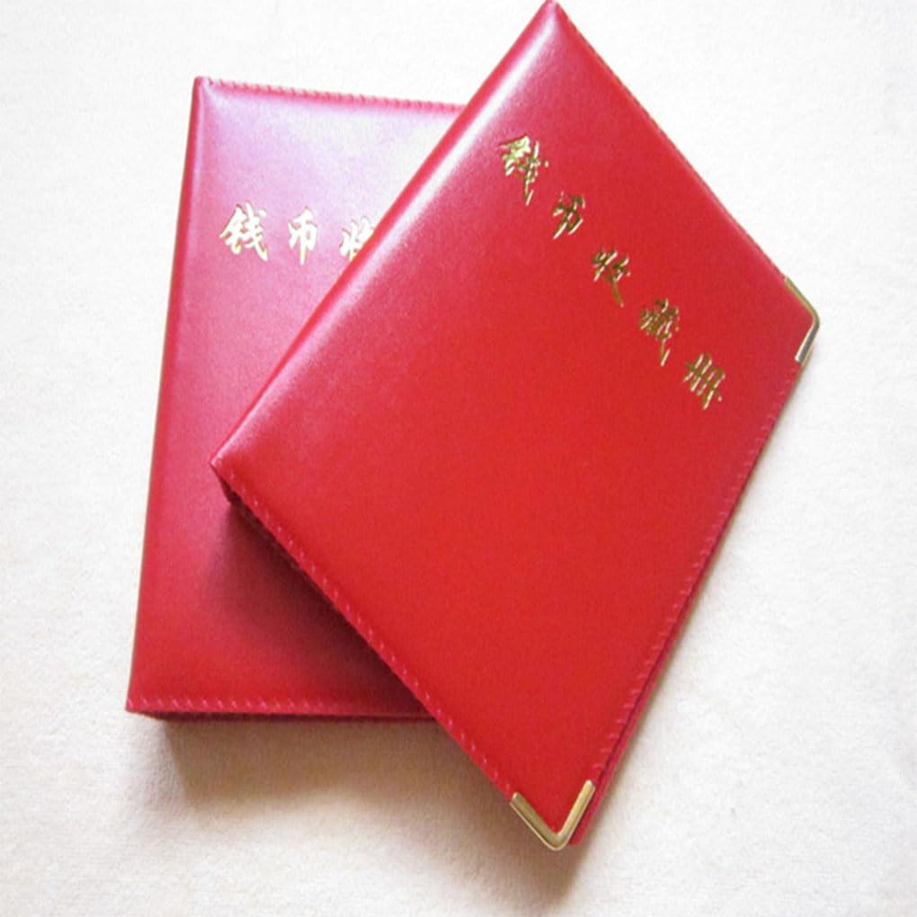 3 Set 480 Aufbewahrungssammlung Münzen Alben Gedenkbuch Halter Ordner Stücke Binder Antike Große Kapazität Leer Schwarz Rot Rot