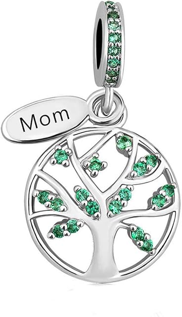 MiniJewelry Family Tree Charm for Bracelets Necklaces Pendants Green Cubic Zirconia Love Heart Tree of Life Mum Grandma Wife Mom Mother Sister Daughter