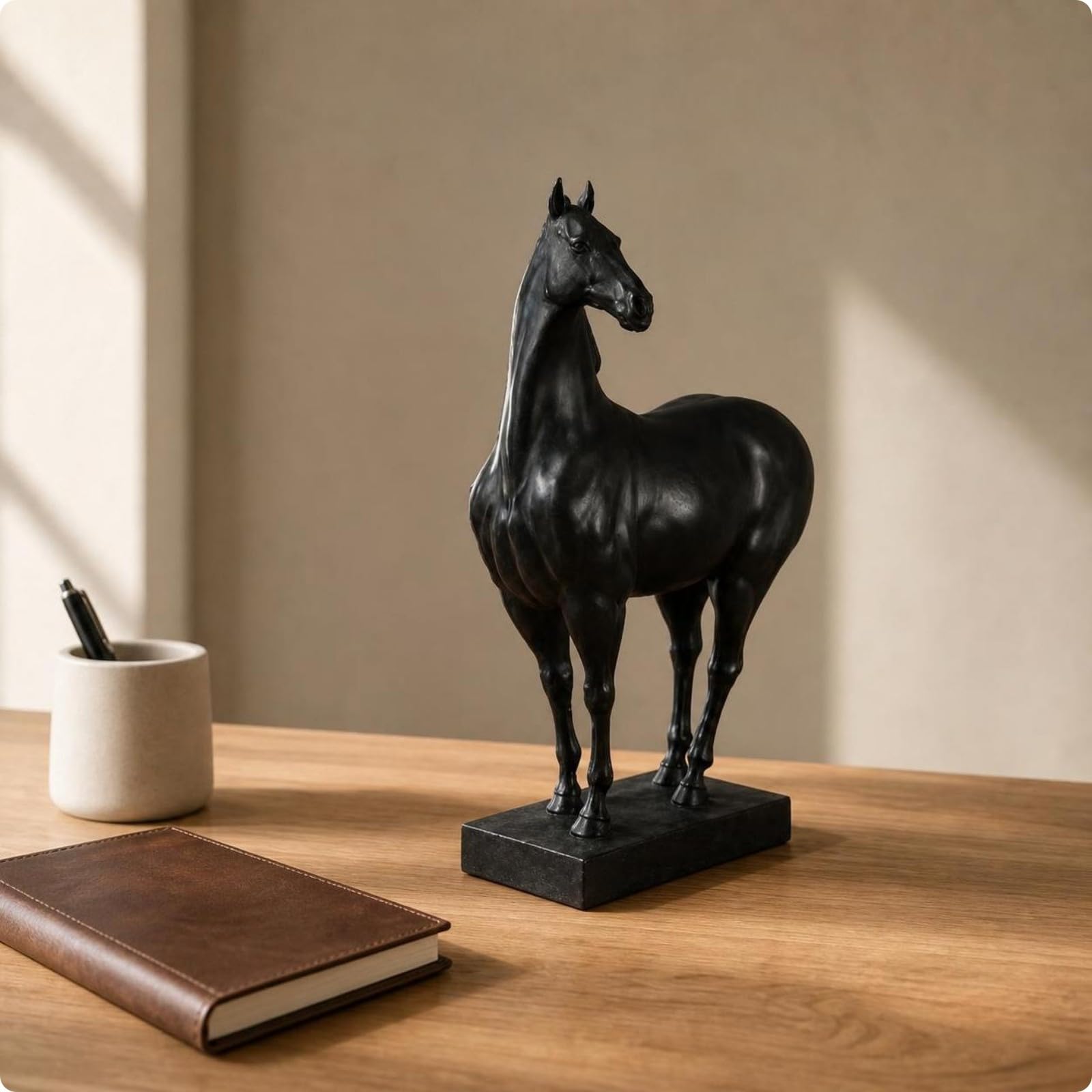 Scultura di Cavallo con Base , style to 1 , Colore Effetto Invecchiato
